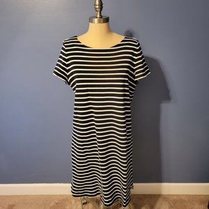 LOFT - knit navy/white striped dress